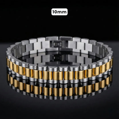 Stainless Steel Watch Band Chain Bracelet Gold and Silver 10mm