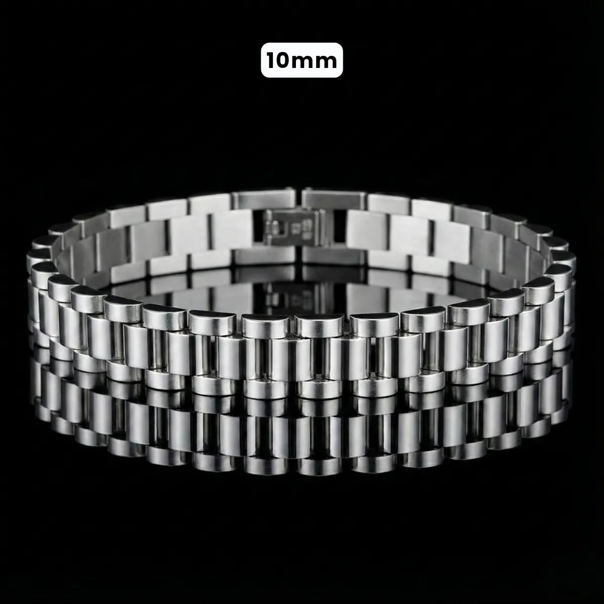 Stainless Steel Watch Band Chain Bracelet Silver 10mm