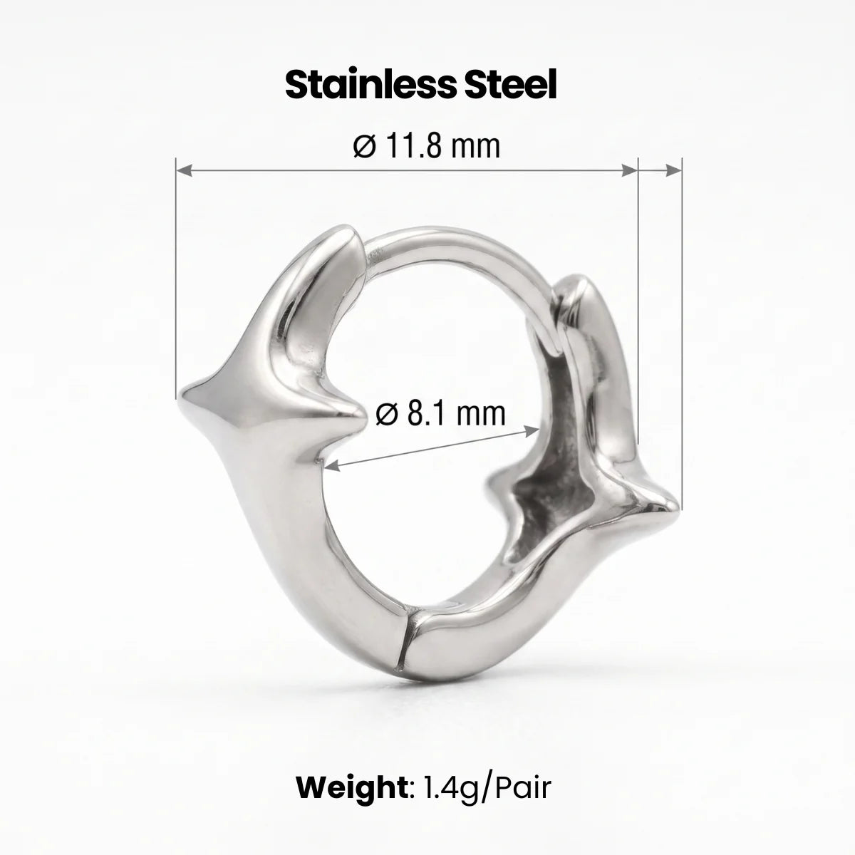 Star Huggie Earrings Silver Dimensions and Weight Infographic