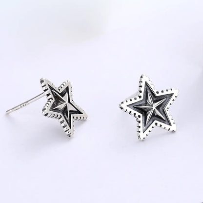Star Stud Earrings Sterling Silver Side Details