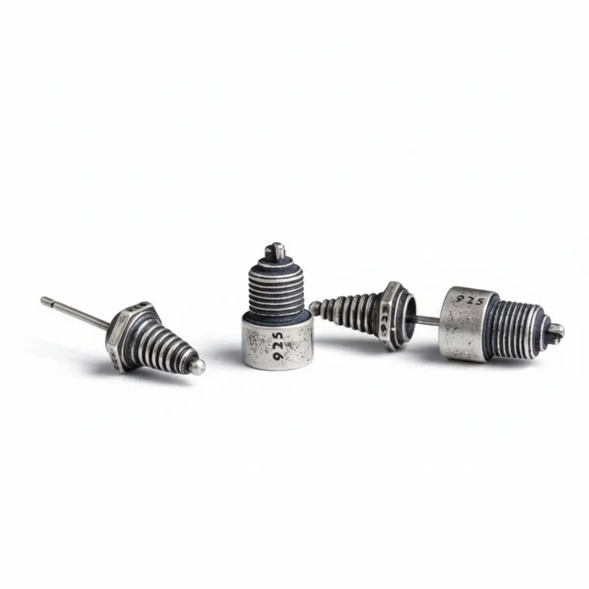 Steampunk Spark Plug Stud Earrings Side