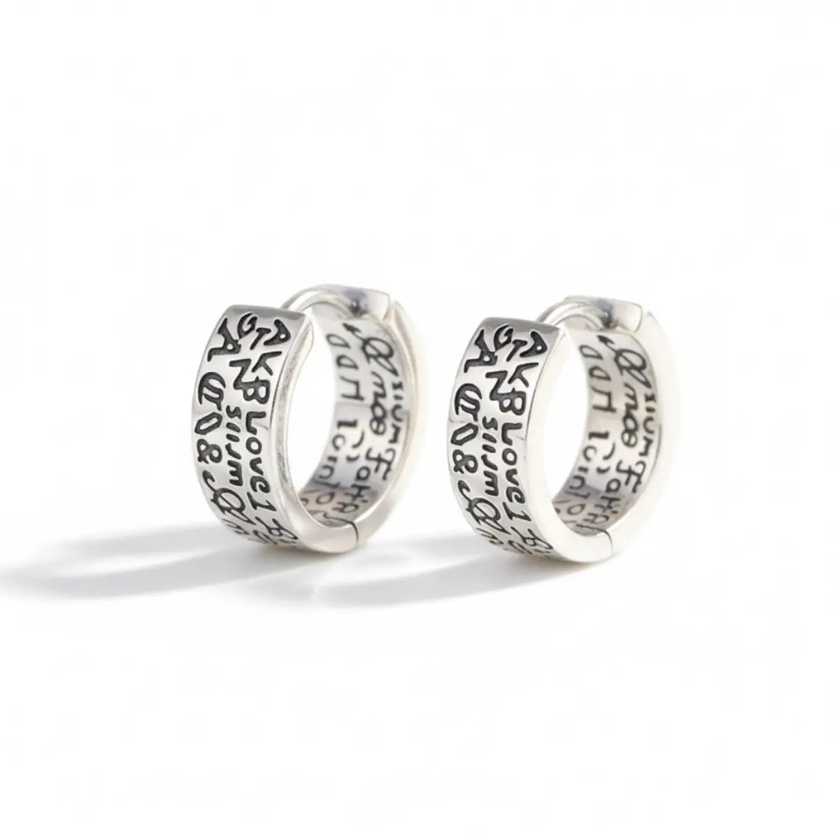 Sterling Silver Abalone Inlay Hoop Earrings Back