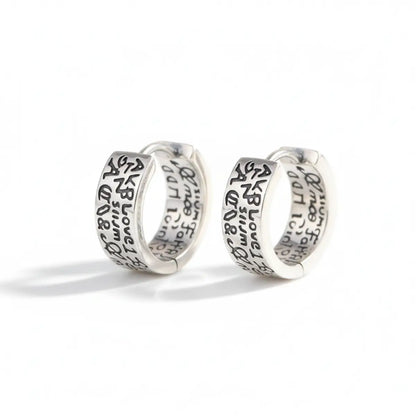 Sterling Silver Abalone Inlay Hoop Earrings Back