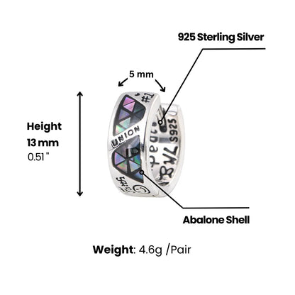 Sterling Silver Abalone Inlay Hoop Earrings Dimensions and Weight