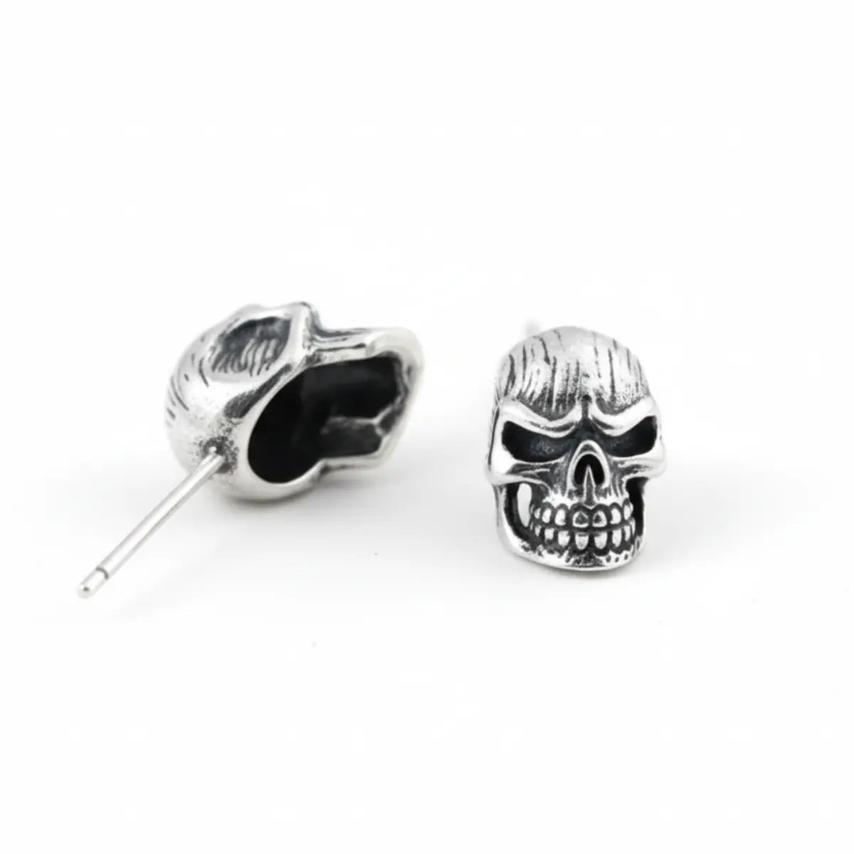 Sterling Silver Badass Skull Stud Earrings Back