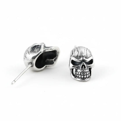 Sterling Silver Badass Skull Stud Earrings Back