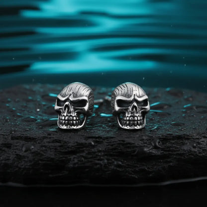 Sterling Silver Badass Skull Stud Earrings
