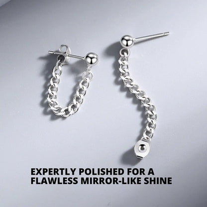 Sterling Silver Flat Back Chain Earrings Details