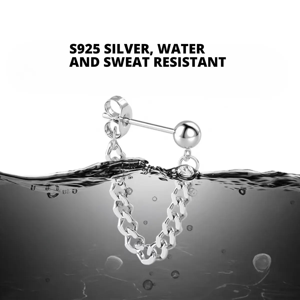 Sterling Silver Flat Back Chain Earrings Features Details