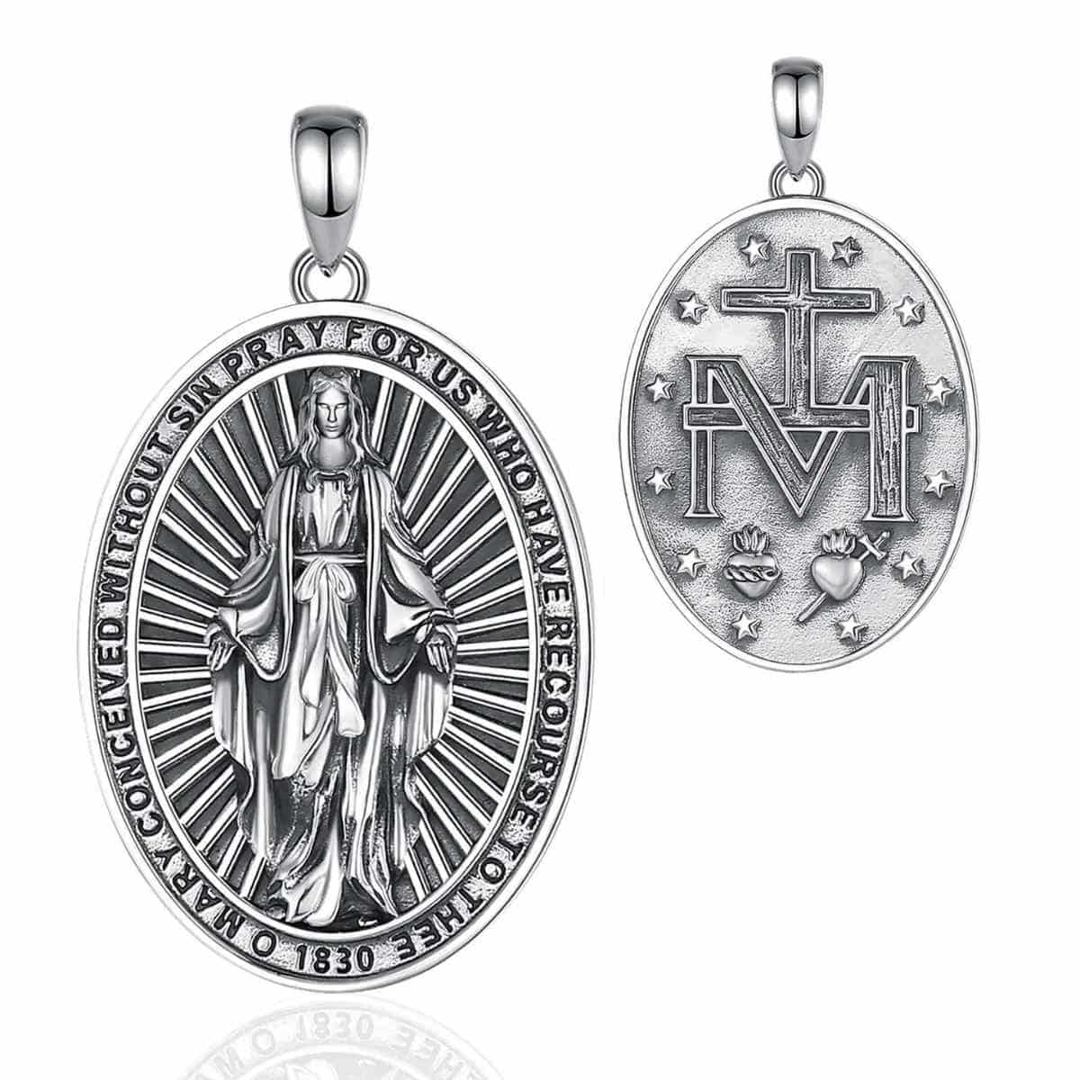 Sterling Silver Miraculous Medal Necklace Pendant Only Xenos Jewelry