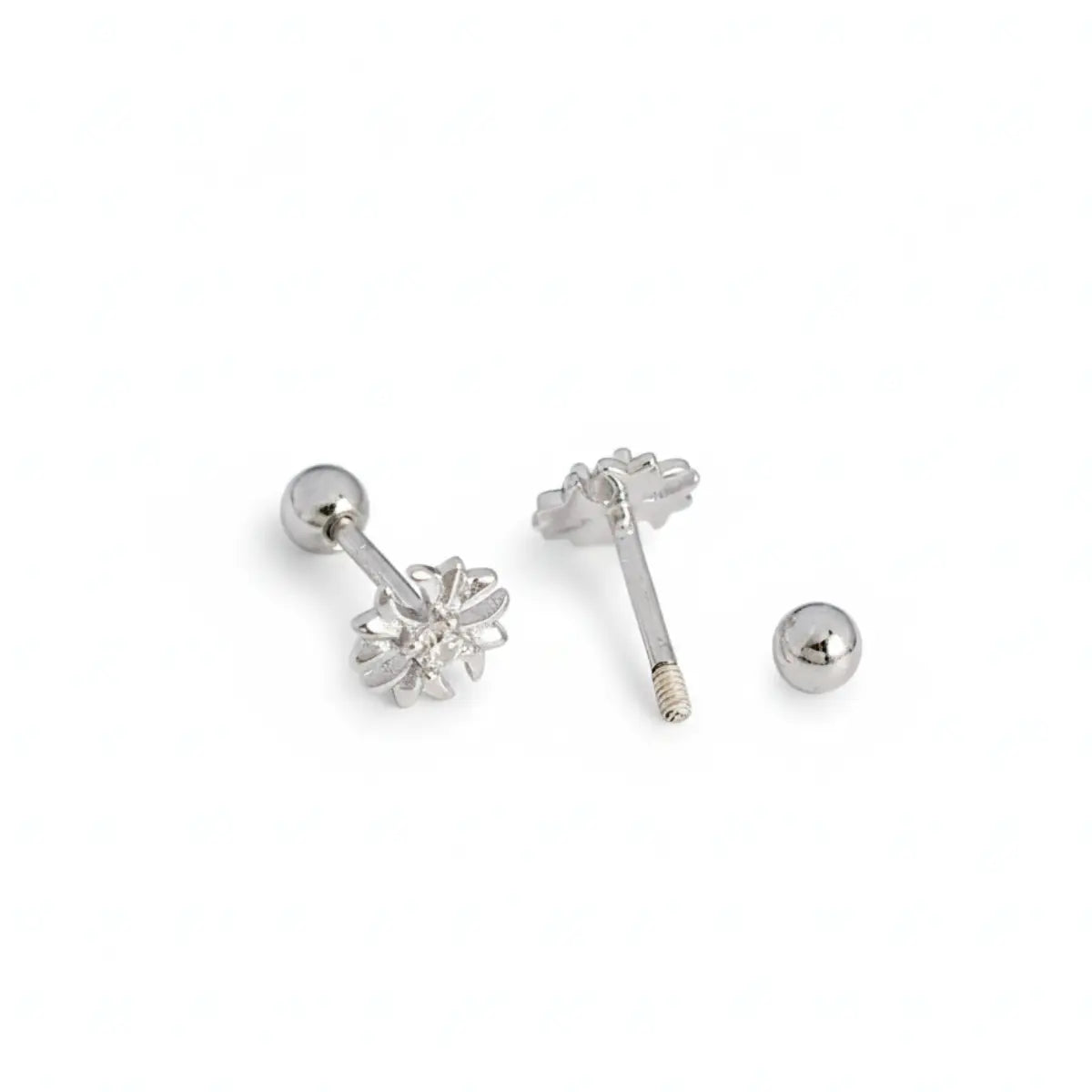 Sterling Silver Petal Cross Stud Earrings Back