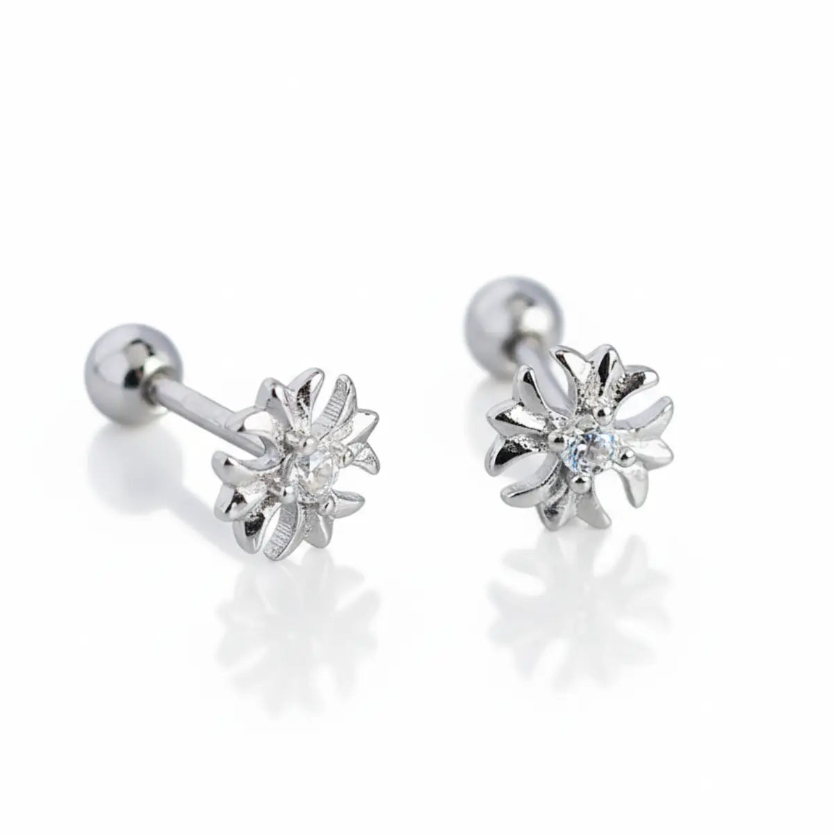 Sterling Silver Petal Cross Stud Earrings Front