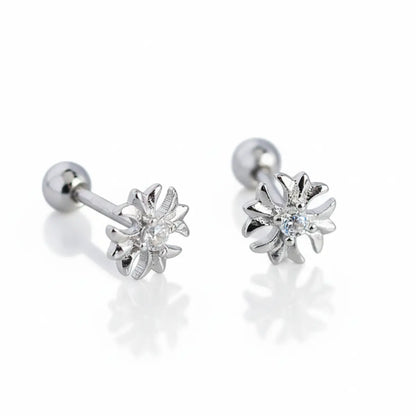 Sterling Silver Petal Cross Stud Earrings Front