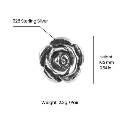 Sterling Silver Rose Stud Earrings Dimensions and Weight
