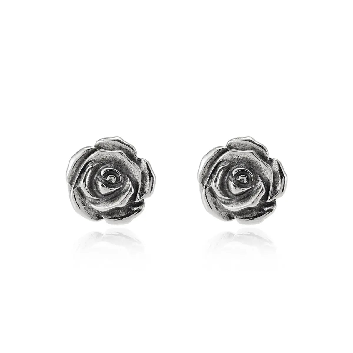 Sterling Silver Rose Stud Earrings
