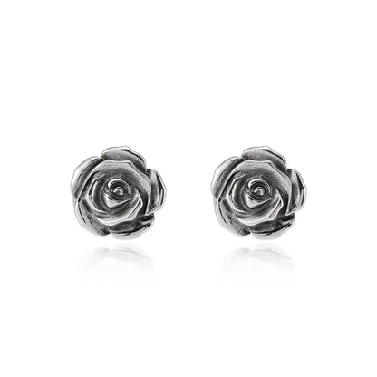 Sterling Silver Rose Stud Earrings