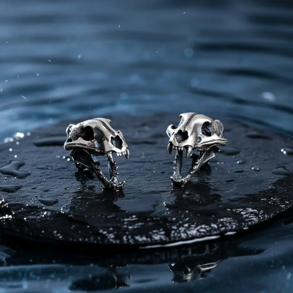 Sterling Silver Saber Tooth Tiger Stud Earrings