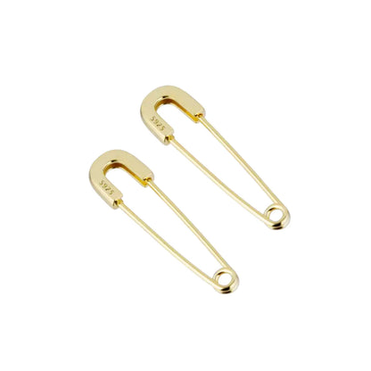Sterling Silver Safety Pin Earrings Gold