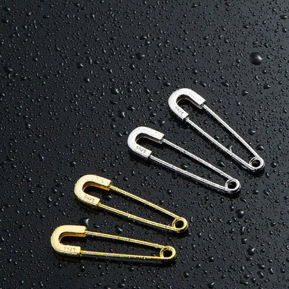 Sterling Silver Safety Pin Earrings Silver and Gold