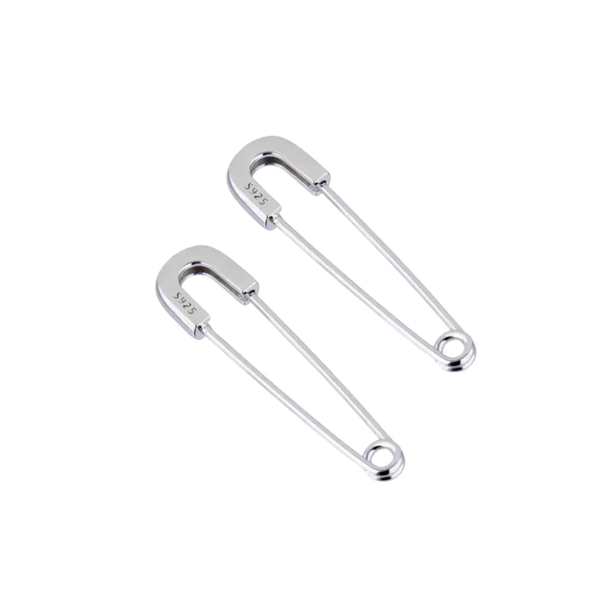 Sterling Silver Safety Pin Earrings Silver