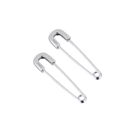 Sterling Silver Safety Pin Earrings Silver