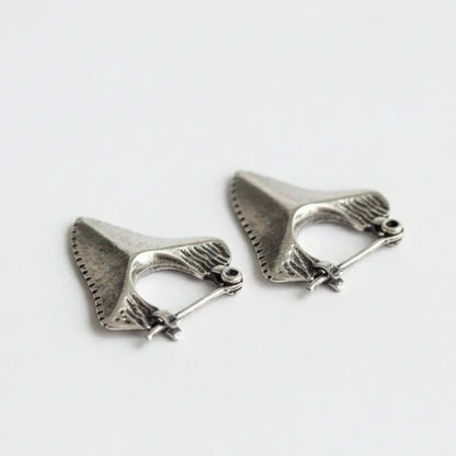 Sterling Silver Shark Tooth Earrings Side