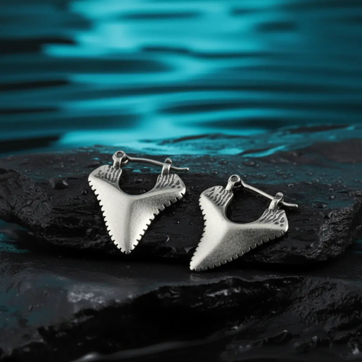 Sterling Silver Shark Tooth Earrings