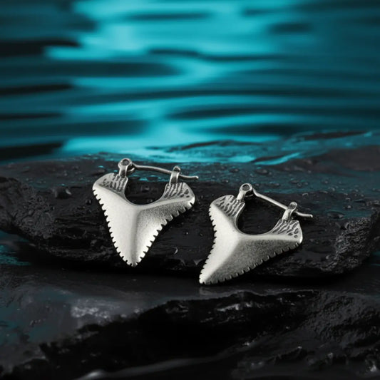 Sterling Silver Shark Tooth Earrings