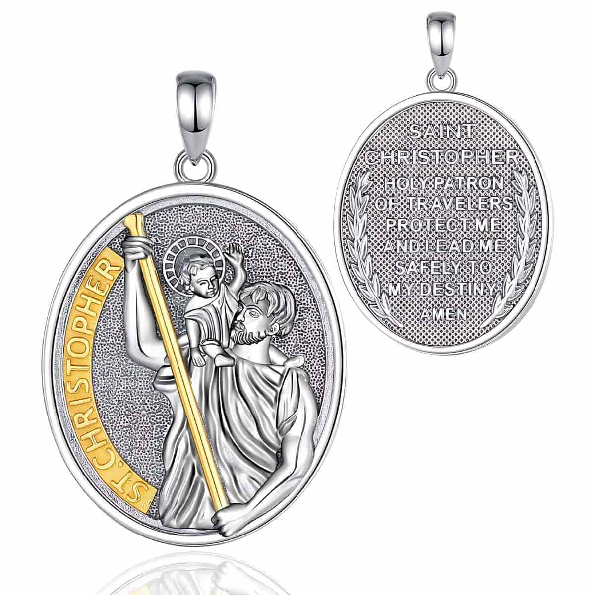 Sterling Silver St Christopher Medal Oval Pendant Only Xenos Jewelry