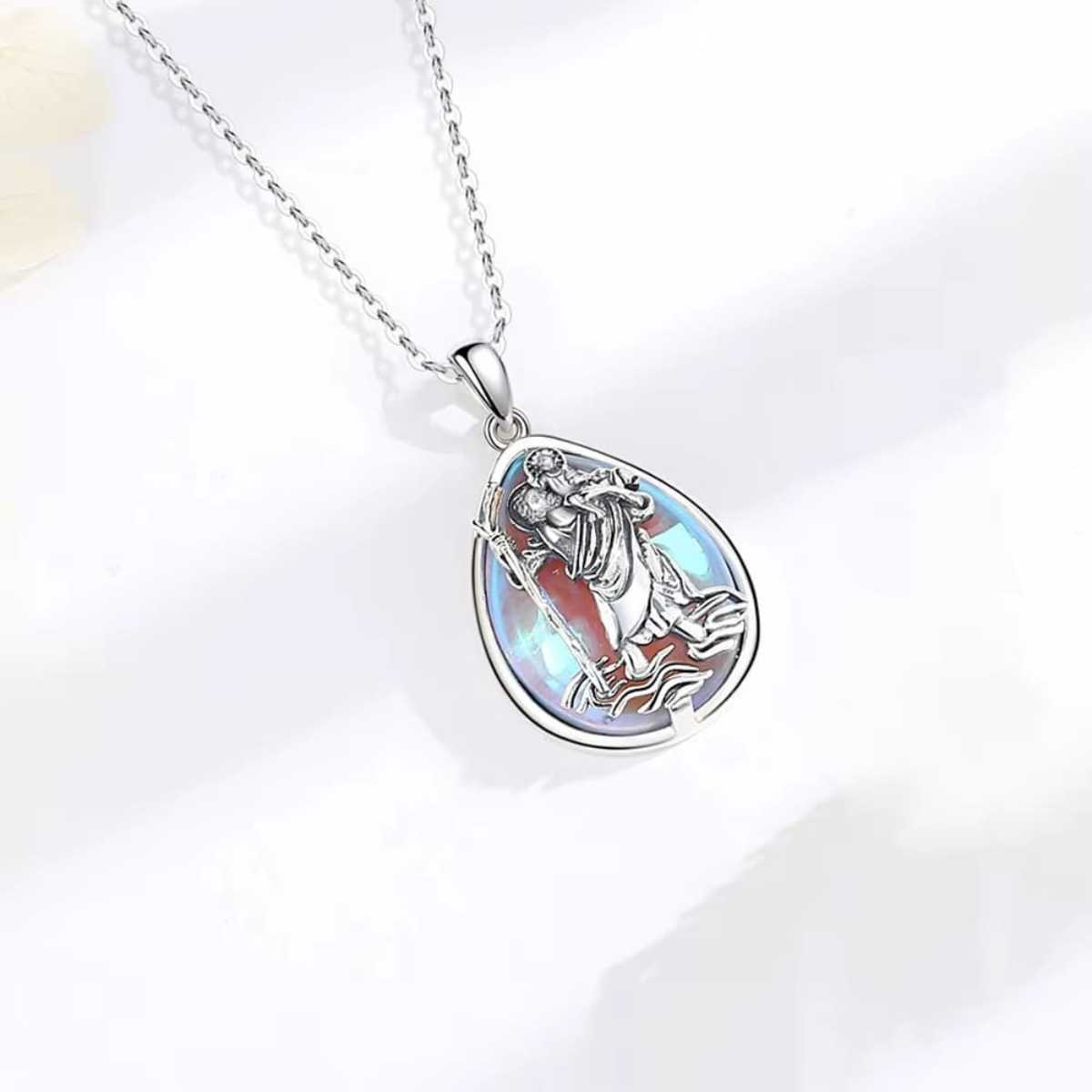 Sterling Silver St Christopher Pendant Moonstone Details Xenos Jewelry