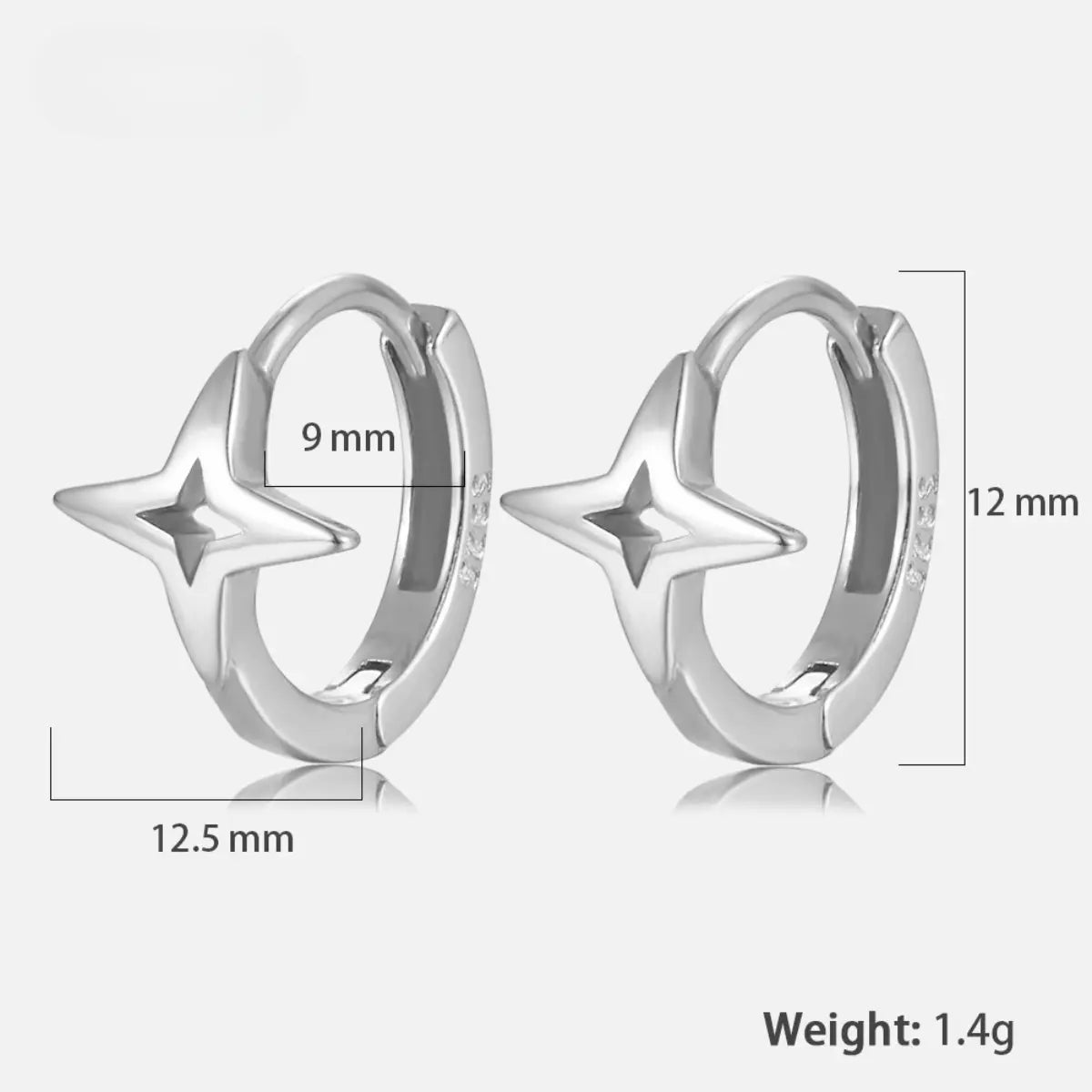 Sterling Silver Star Hoop Earrings Silver
