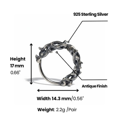 Sterling Silver Thorn Earrings Dimensions and Weight