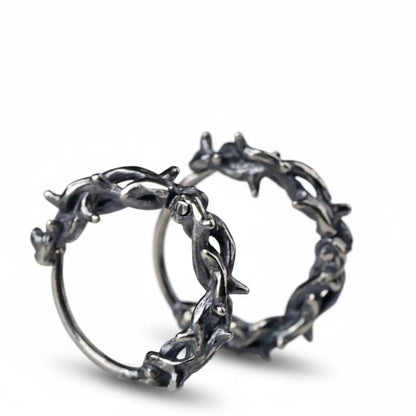 Sterling Silver Thorn Earrings Front