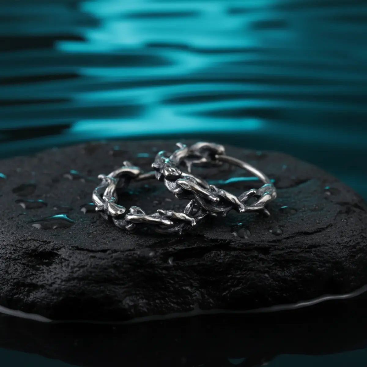 Sterling Silver Thorn Earrings Side