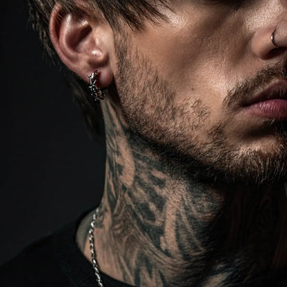 Sterling Silver Thorn Earrings Worn by Male Model