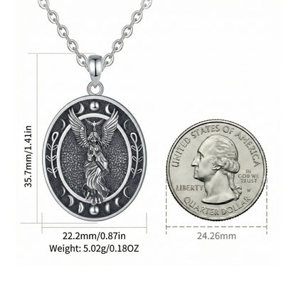 Sterling Silver Triple Moon Goddess Lilith Sigil Pendant Necklace Size Comparison