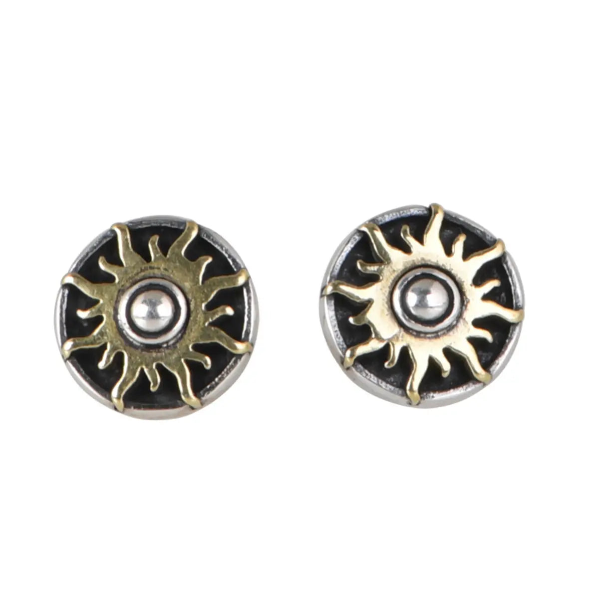 Sun stud earrings gold front view