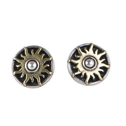 Sun stud earrings gold front view