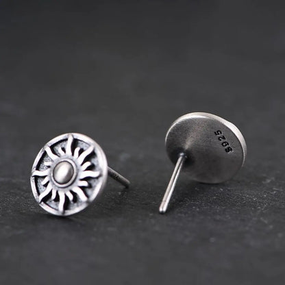 Sun and moon studs earrings back view