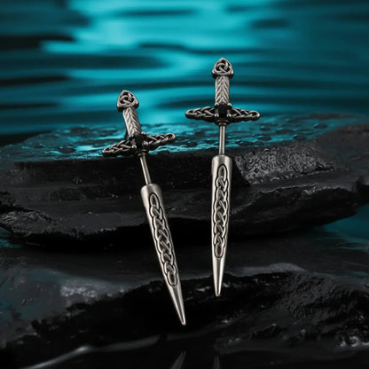 Sword Earrings Through Ear Front
