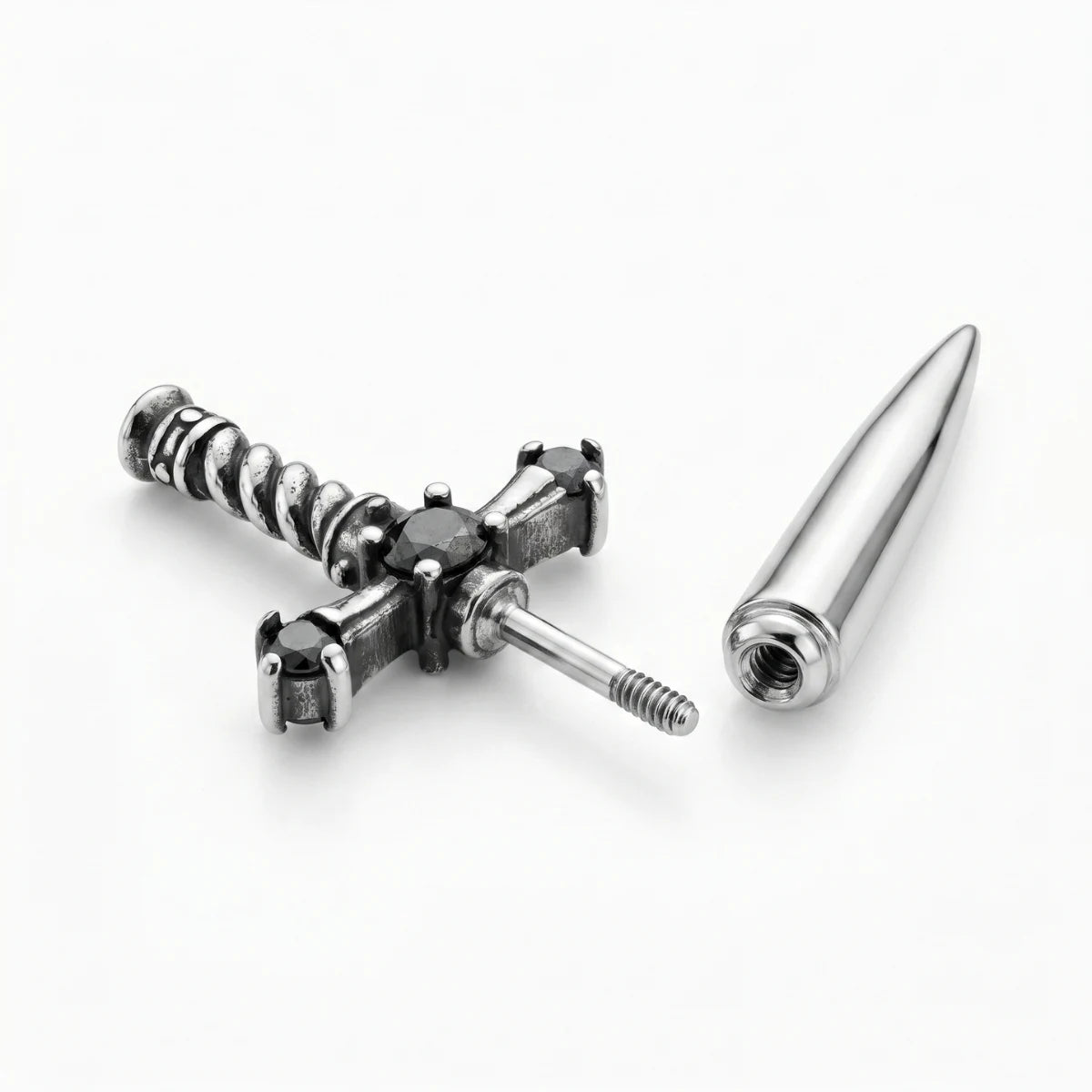 Sword Earrings Through Ear Style B Details