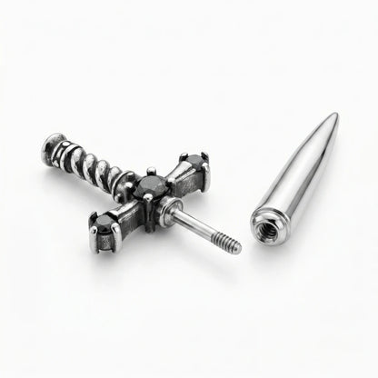 Sword Earrings Through Ear Style B Details