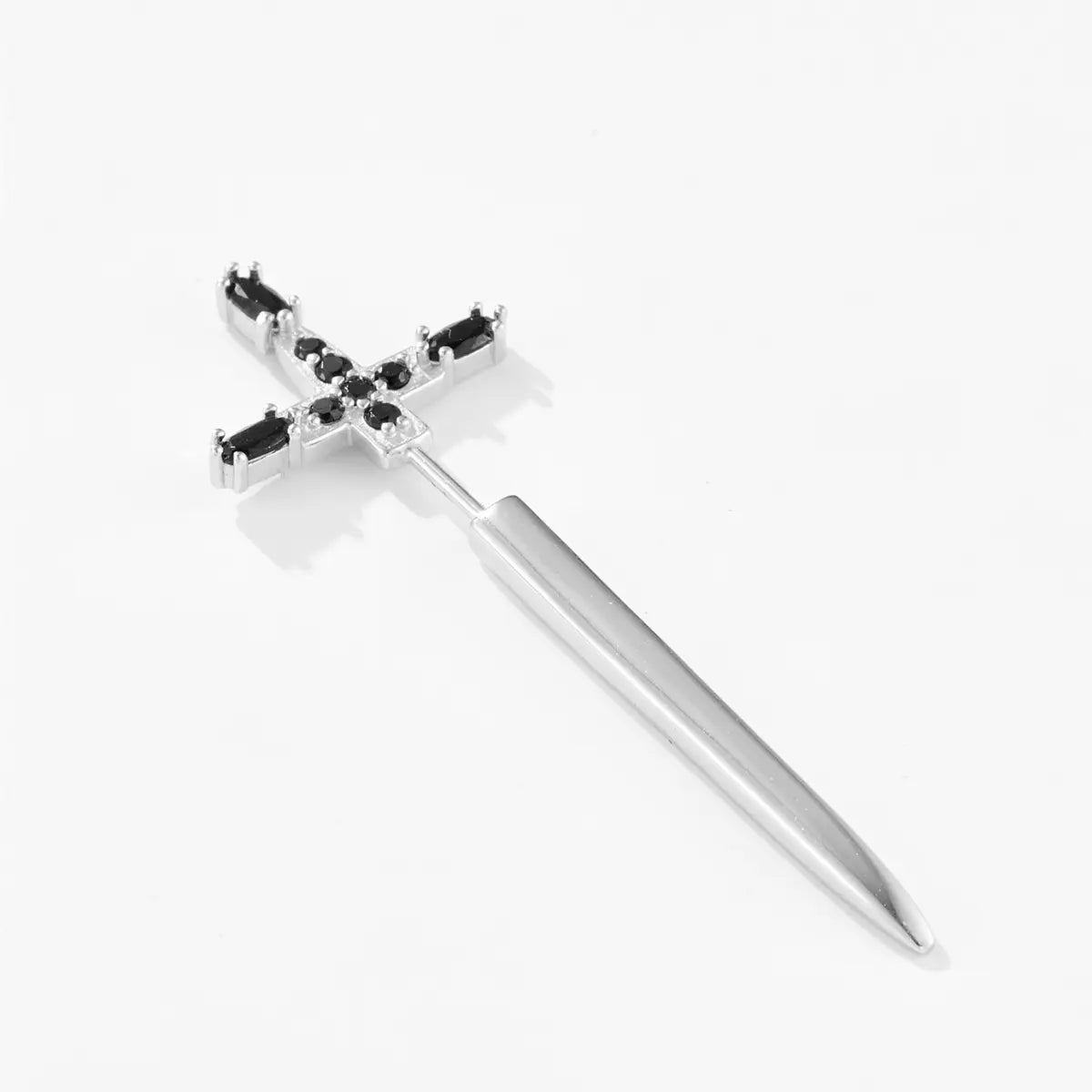 Sword Stud Earrings Sterling Silver Front