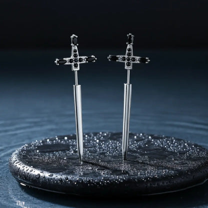 Sword Stud Earrings Sterling Silver