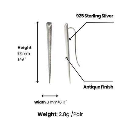 Tapered Spike Drop Earrings Dimensions and Weight