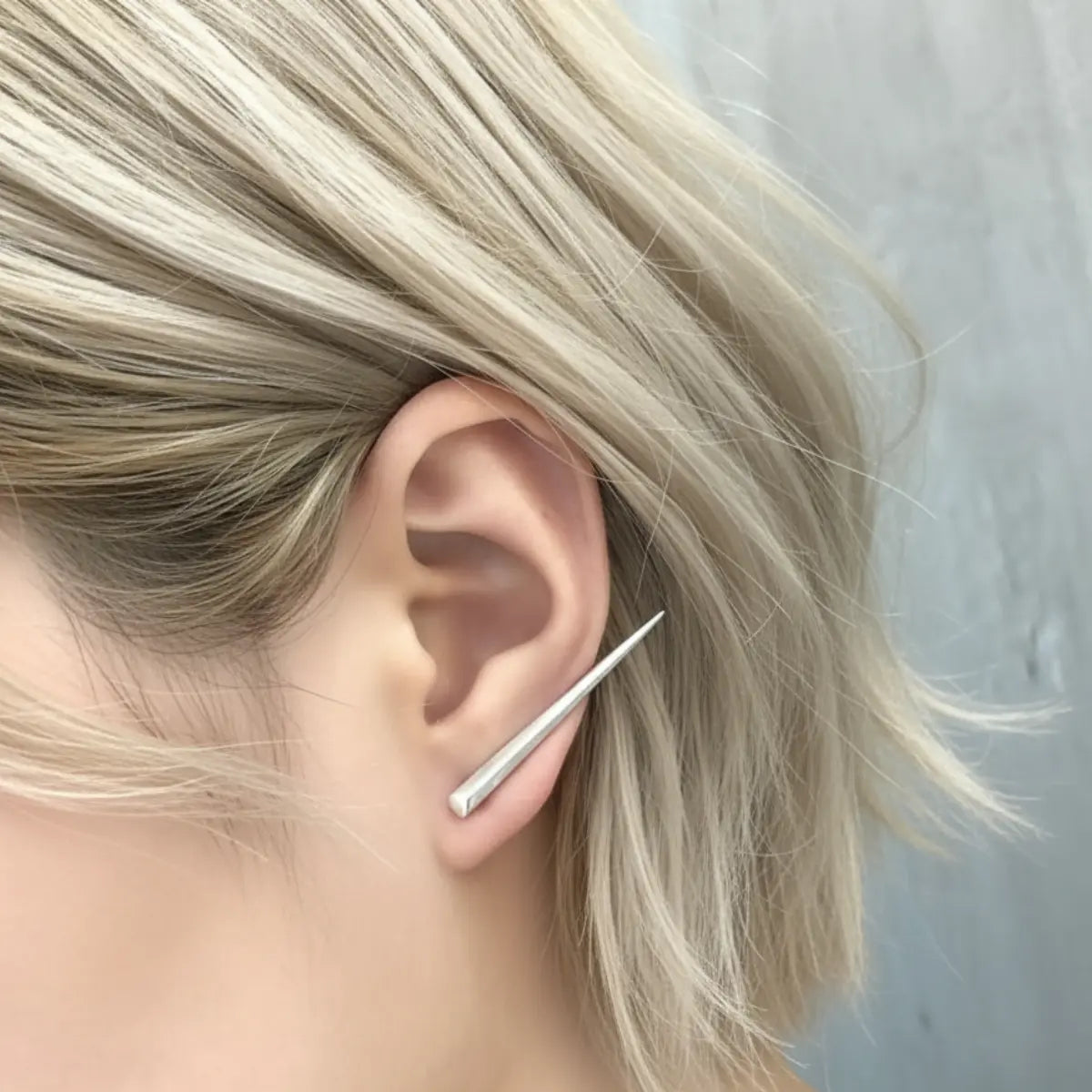 Tapered Spike Drop Earrings Worn by Female Model