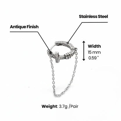 Textured Cross Chain Hoop Earrings Dimensions and Weight