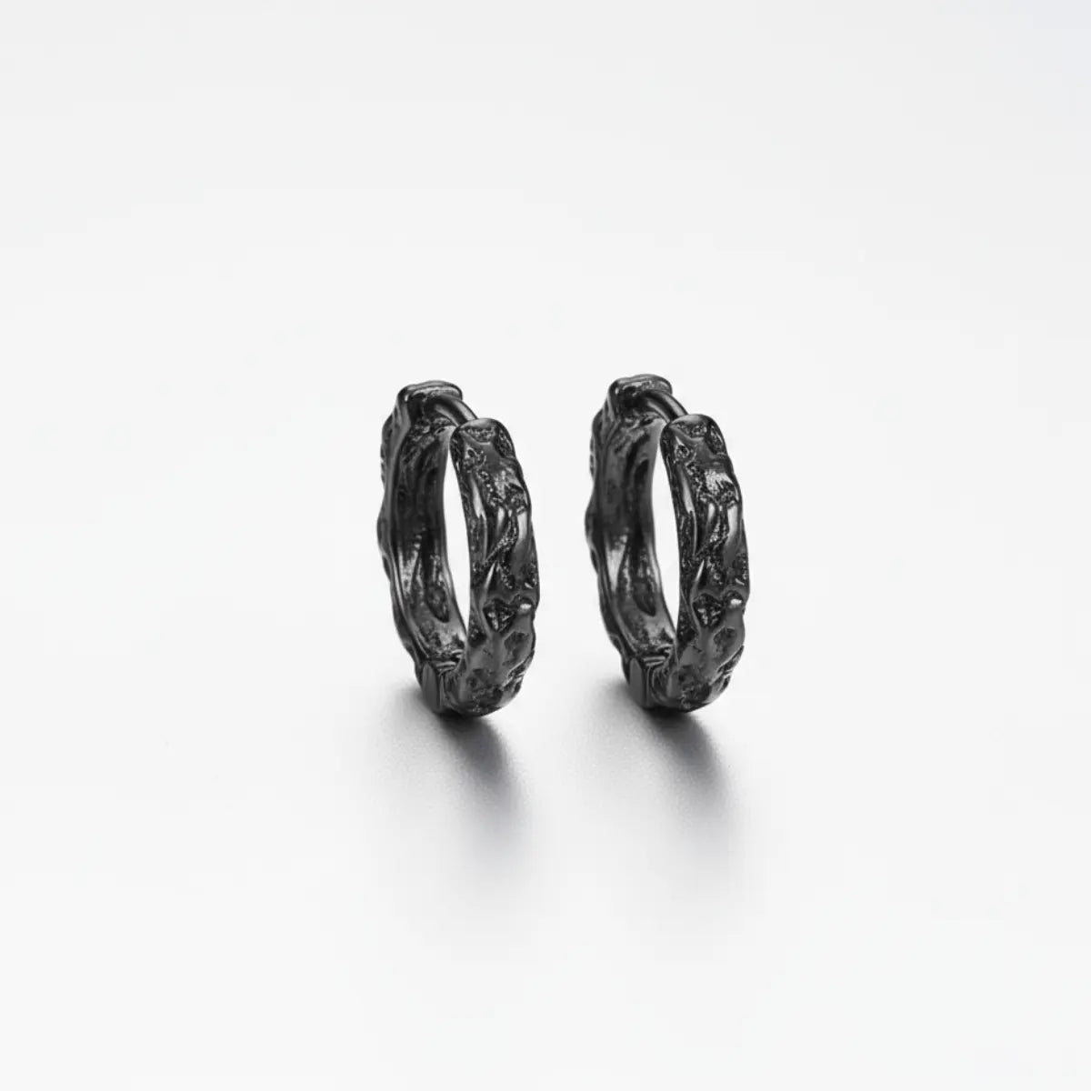 Textured Huggie Hoop Earrings Black