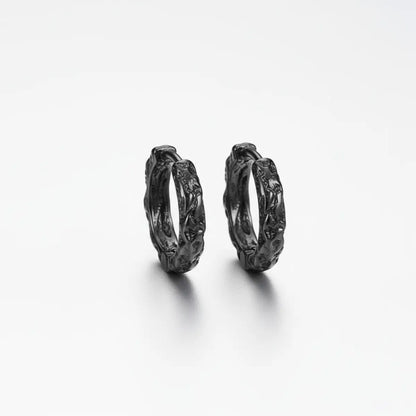 Textured Huggie Hoop Earrings Black