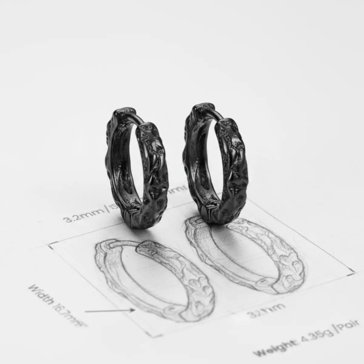 Textured Huggie Hoop Earrings Draft Design